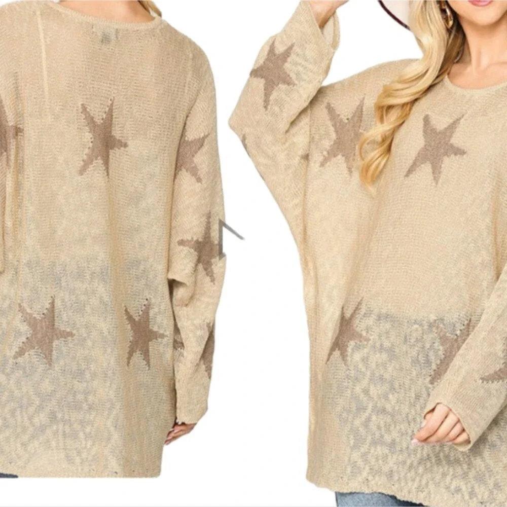 Gigio USA Sand Stars Dolman Sweater - L